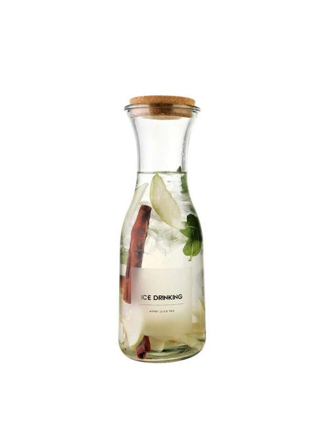 Bien Servi High Quality Glass Juice Jar with Decal Clear and Brown 10x28 cm 1080 ml  238095A