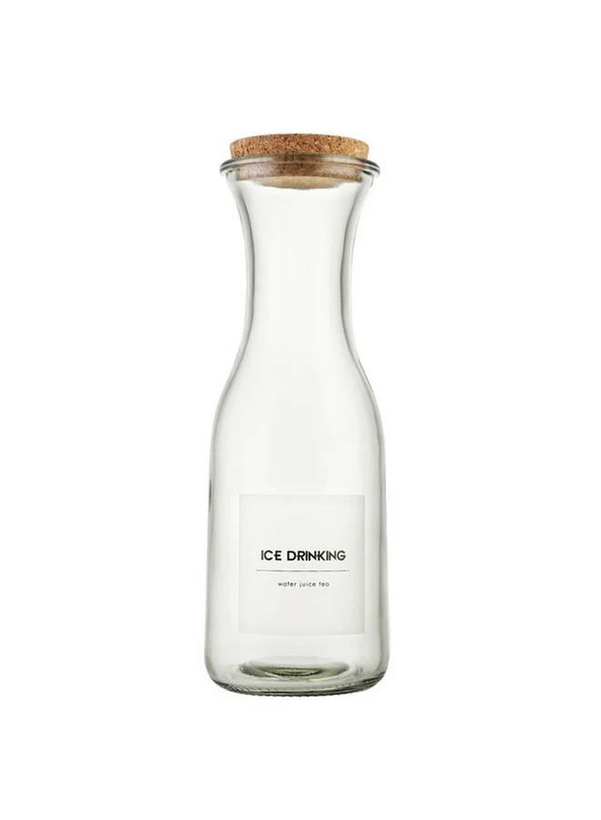 Bien Servi High Quality Glass Juice Jar with Decal Clear and Brown 10x28 cm 1080 ml  238095A