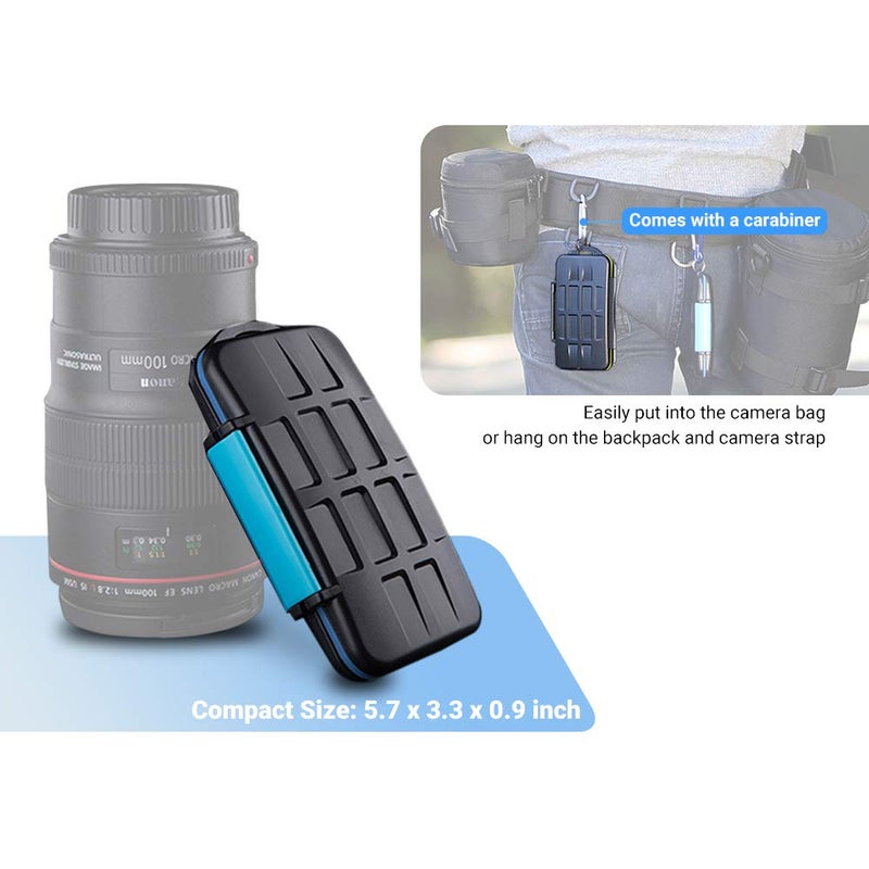 JJC 36 Slots SD Card Case Micro SD Card Case CF Card Holder Memory Card Holder Storage for 18 Micro SD Card, 12 SD SDXC SDHC Card, 6 CF Card - Image 2