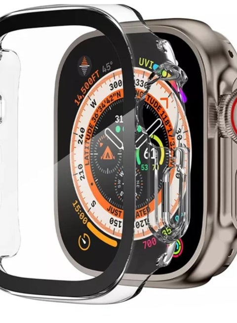 Transparent hard case with a black frame to protect the Apple Watch Ultra 2