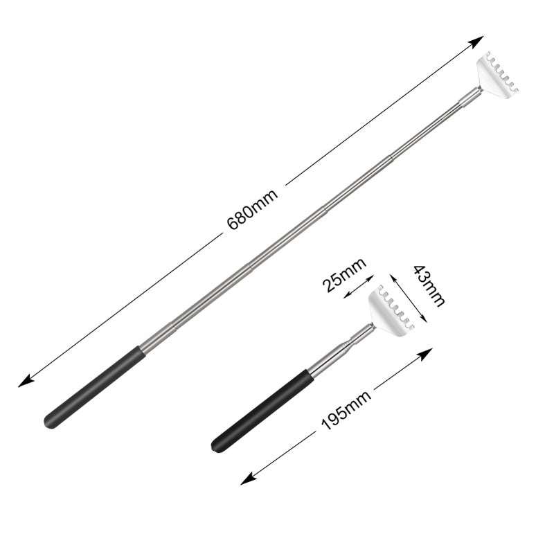 3PCS Retractable Back Scratcher Men Women Portable Extendable Stainless Steel Massager Scratch Tool with Storage Pouch - Image 2