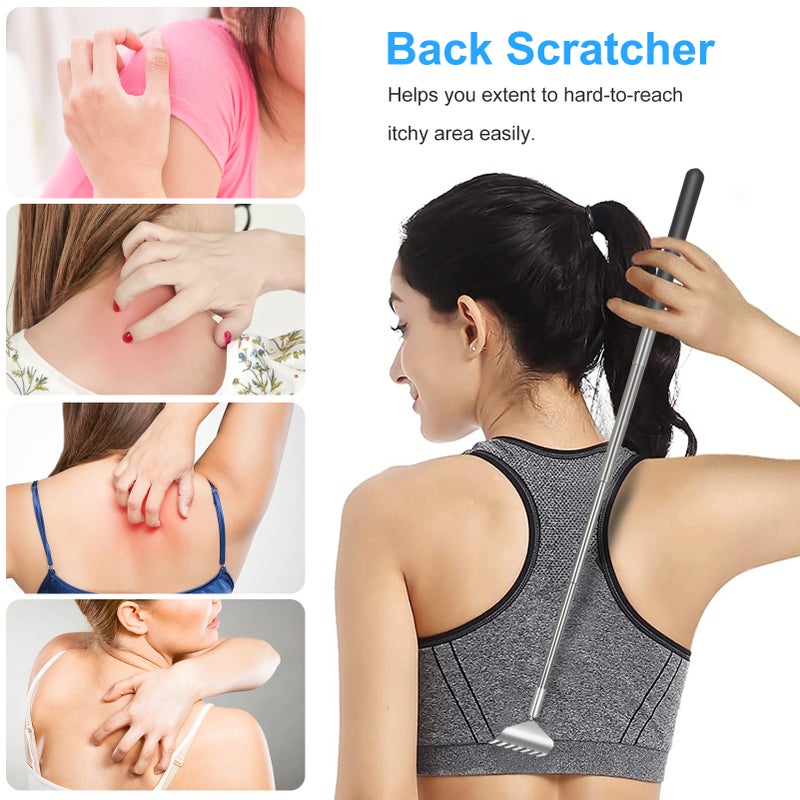 3PCS Retractable Back Scratcher Men Women Portable Extendable Stainless Steel Massager Scratch Tool with Storage Pouch - Image 5