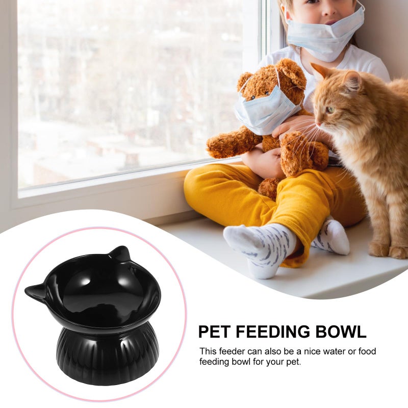 Ceramic Raised Cat Bowl Set With Plastic Base Anti Vomit Feeder Dishwasher Safe - Image 4