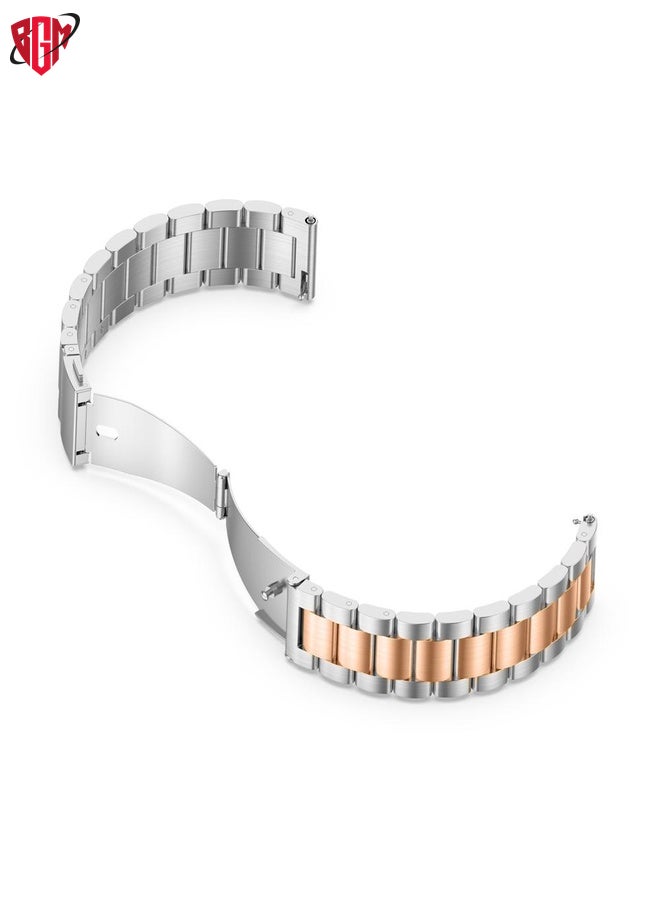 BGM For Huawei Watch GT4 41mm Three Bead Stainless Steel Metal Watch Band(Silver+Rose Gold)  - Image 3
