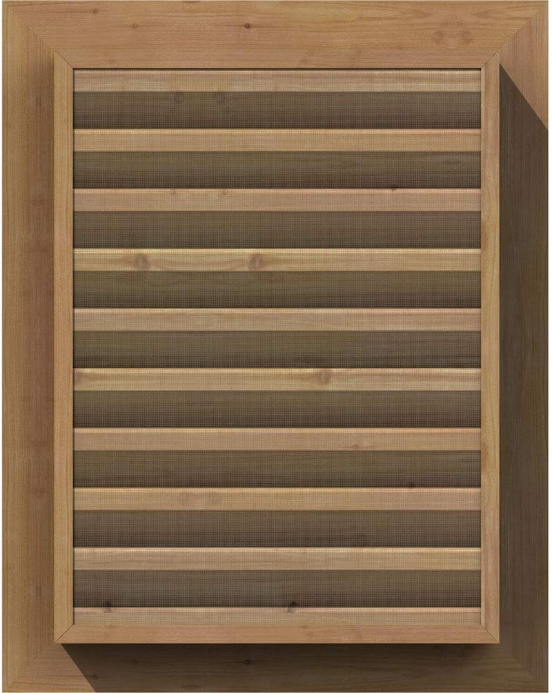 Ekena Millwork GVWVE12X1801SFUWR Vertical Gable Vent Gable Vent, 12"W x 18" (17"W x 23"H Frame Size), Western Red Cedar, Unfinished - Image 2
