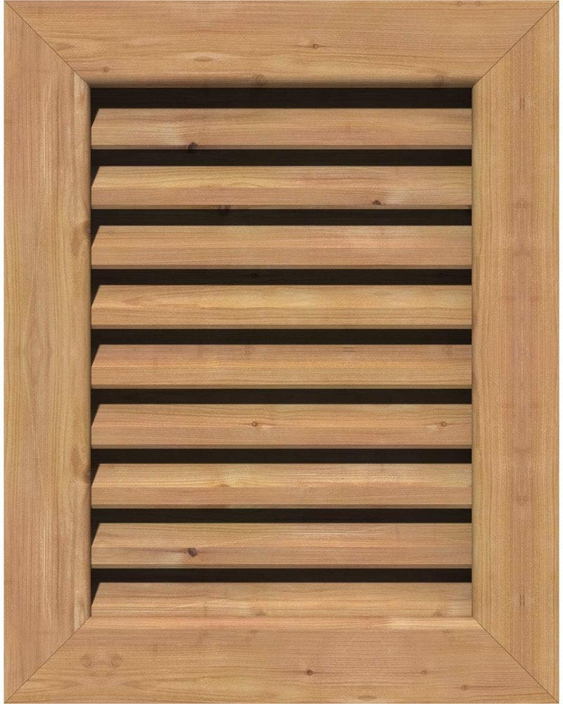 Ekena Millwork GVWVE12X1801SFUWR Vertical Gable Vent Gable Vent, 12"W x 18" (17"W x 23"H Frame Size), Western Red Cedar, Unfinished - Image 1