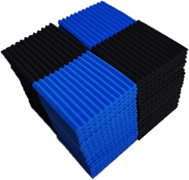 Burdurry 50 Pack Acoustic Panels Soundproof Studio Foam for Walls Sound Absorbing Panels Sound Insulation Panels Wedge for Home Studio Ceiling, 1" X 12" X 12" (Black&Blue) - Image 4