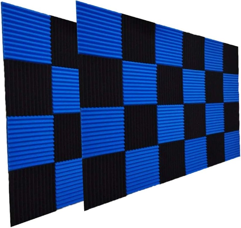 Burdurry 50 Pack Acoustic Panels Soundproof Studio Foam for Walls Sound Absorbing Panels Sound Insulation Panels Wedge for Home Studio Ceiling, 1" X 12" X 12" (Black&Blue) - Image 2