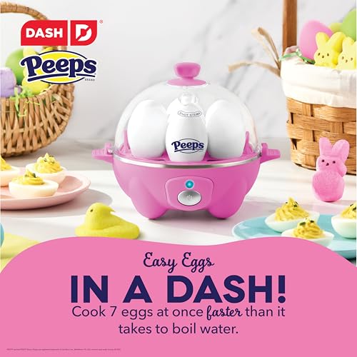 Dash PEEPS Dash Rapid Egg Cooker Boiler Poacher Steamer Includes Measuring Recipe Guide Dishwasher Safe BPA Free Holds 7 Eggs Pink - Image 3
