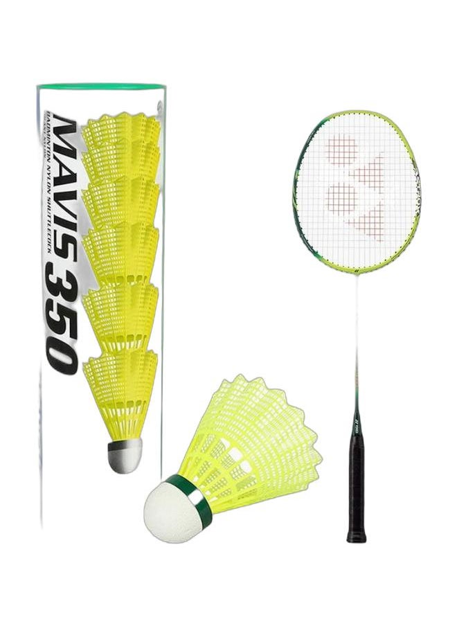 Yonex Astrox 01 Feel Badminton Racquet, Lime (Strung) 4U5 + Mavis 350 Yellow Slow1*6 Pack  - Image 1