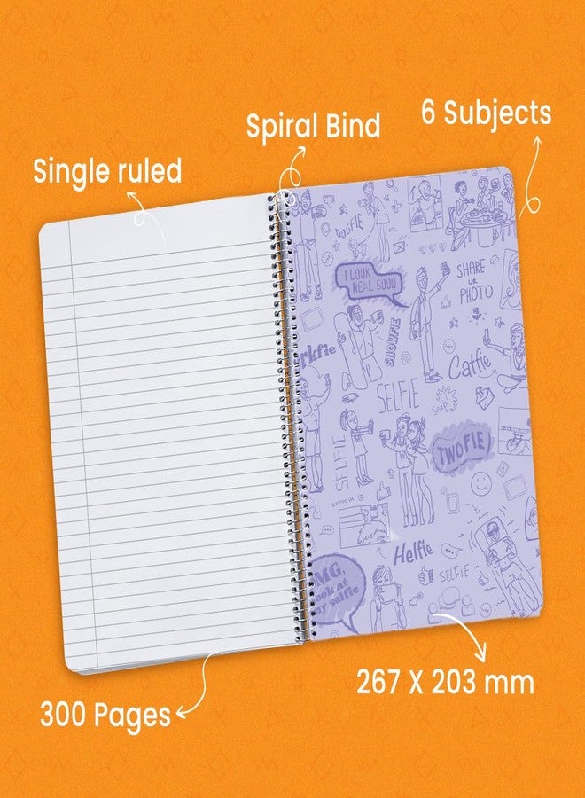 Classmate Pulse 6 Subject Notebook - 302 Pages | Single Line | Spiral Bound Notebook | Soft Cover - Image 2