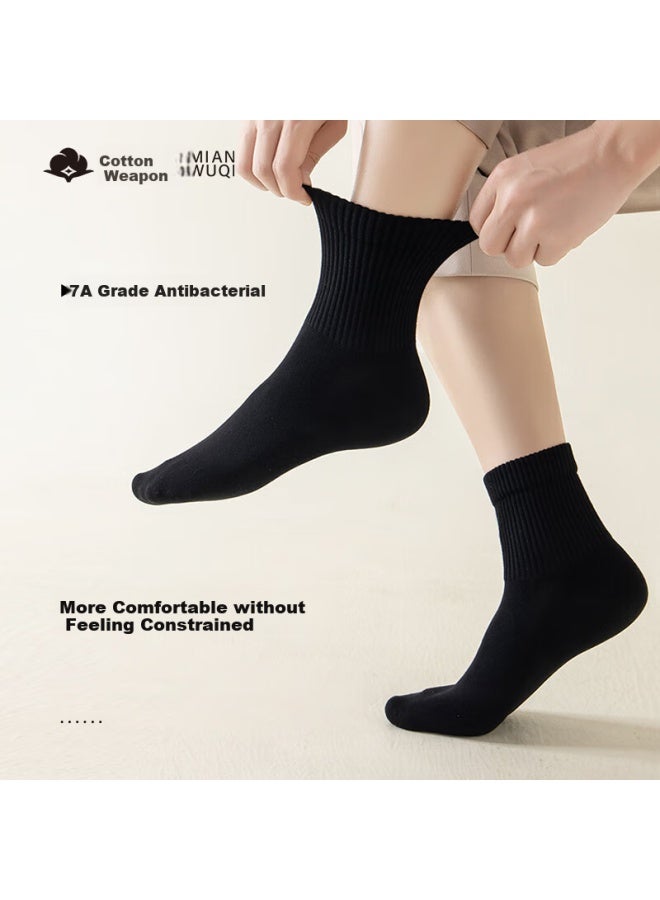 Cotton weapons Mian Qiang Rose Old Ginger Pure Cotton Socks For Men, 7A Grade Antibacterial And Odor-Resistant Mid-Calf Socks, Black And White Men'S Socks - Image 3