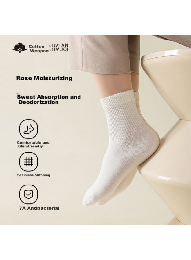Cotton weapons Mian Qiang Rose Old Ginger Pure Cotton Socks For Men, 7A Grade Antibacterial And Odor-Resistant Mid-Calf Socks, Black And White Men'S Socks - Image 2