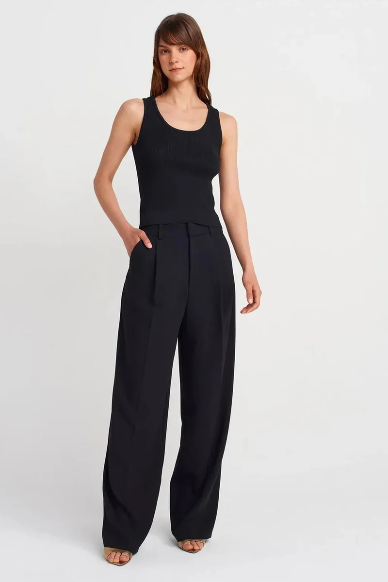 Dilvin Black DILVIN Ribbed Sleeveless Slim-fit Blouse for Women | Best Price UAE