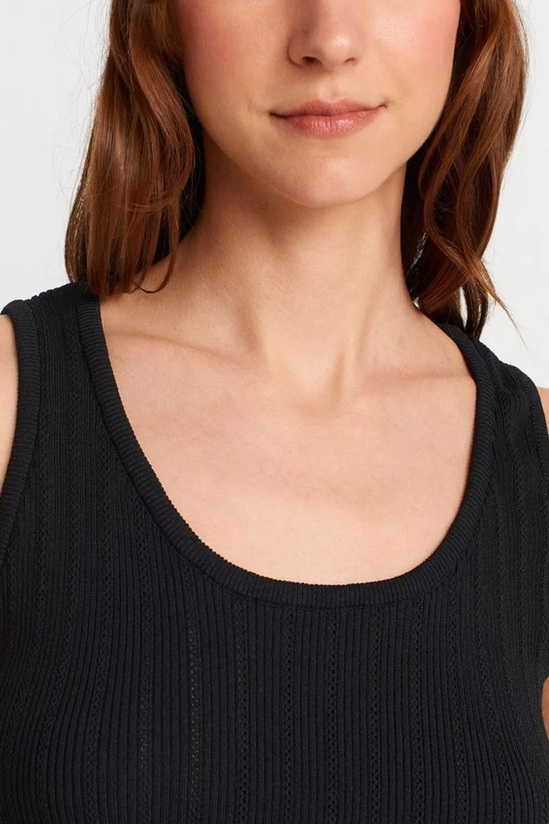 Dilvin Black DILVIN Ribbed Sleeveless Slim-fit Blouse for Women | Best Price UAE