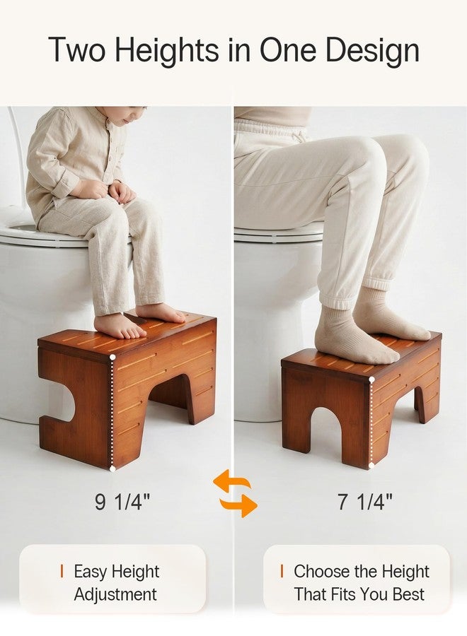StrongTek Foldable Bamboo Squatting Potty Stool - Adjustable 7" 9" Height Toilet Stool for Adults - Collapsible Poop Stool for Posture - Anti-Slip Bathroom Step Stool - Reddish Brown - Image 3