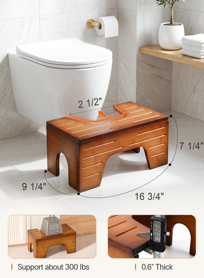 StrongTek Foldable Bamboo Squatting Potty Stool - Adjustable 7" 9" Height Toilet Stool for Adults - Collapsible Poop Stool for Posture - Anti-Slip Bathroom Step Stool - Reddish Brown - Image 4