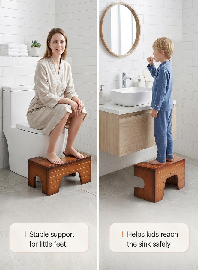 StrongTek Foldable Bamboo Squatting Potty Stool - Adjustable 7" 9" Height Toilet Stool for Adults - Collapsible Poop Stool for Posture - Anti-Slip Bathroom Step Stool - Reddish Brown - Image 5