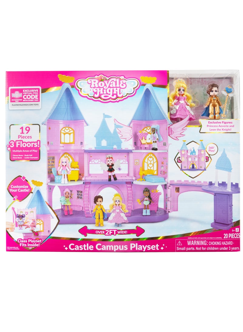 Jazwares Royale High Castle Campus Playset with 3 Floors and 2 3-Inches Figure Dolls | Exclusive Virtual Item Code Included | Collectible Playset | For Fans, Gamers & Collectors! | Official Licensed Product  - Image 1