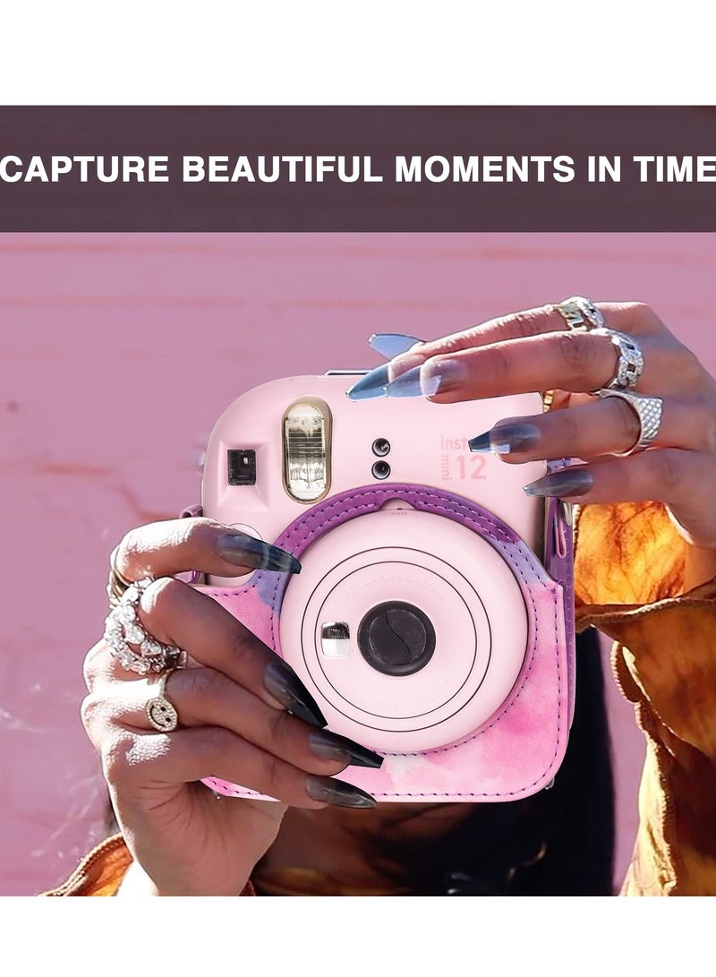 SOLARAE Case for Fujifilm Instax Mini 12 Camera Protective PU Leather Bag Cover with Adjustable Shoulder Strap and Mini Photo Album 64 Pockets - Image 4