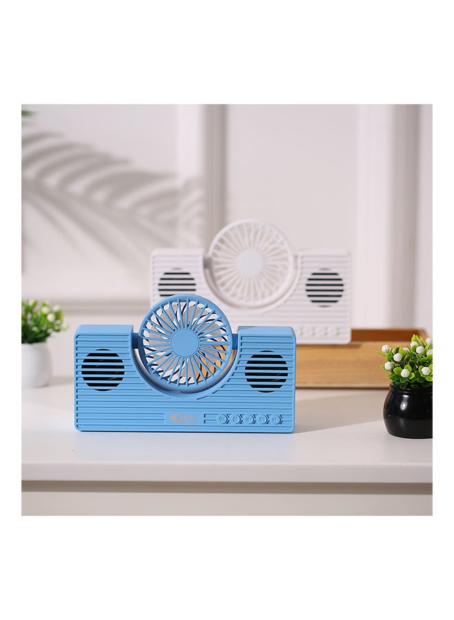 Loquat Multi-Functional Portable Mini Bluetooth Speaker With Fan Wireless Phone Speaker Blue  - Image 2
