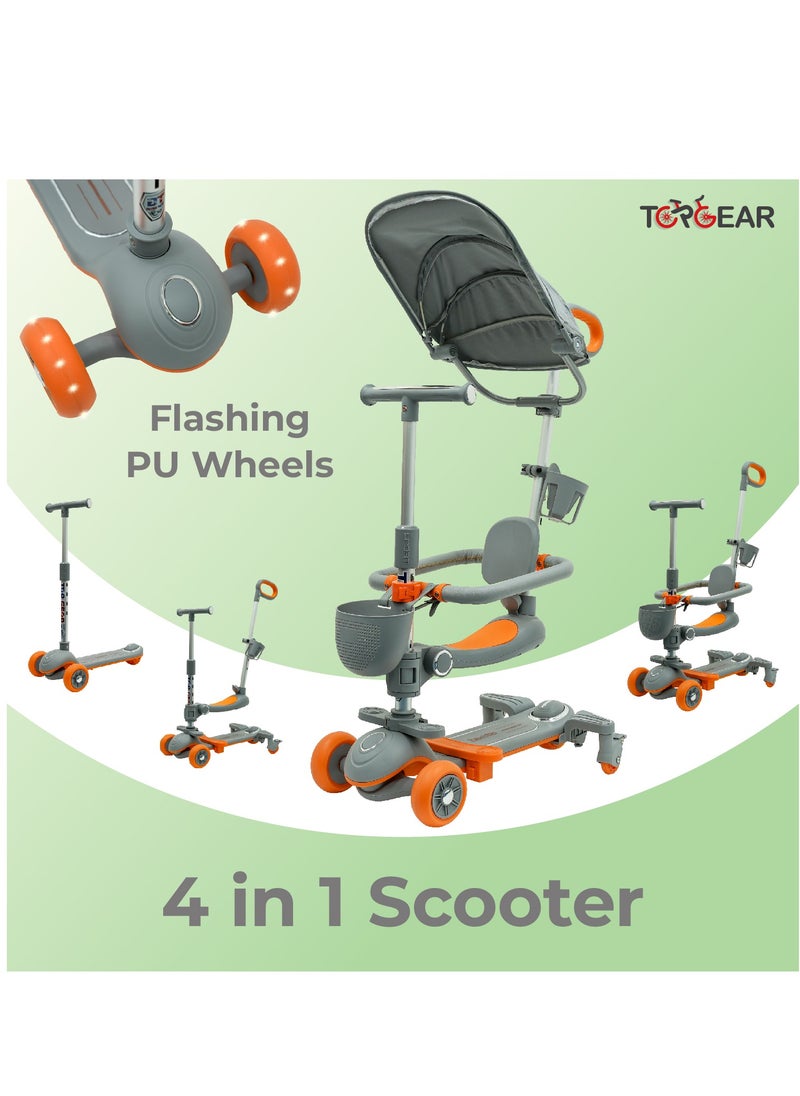 Top Gear 4-in-1 Toddler Scooter TG 8028 with PU Flashing Wheels, Kids Scooter Ages 1-12 Years Old - Green  - Image 2