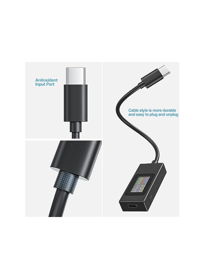promass USB C Power Meter Testers, Type C Voltage and Current Tester Meter, USB C Voltage Current Voltmeter Amp Volt Ammeter Detector USB Cable Charger Indicator - Image 3