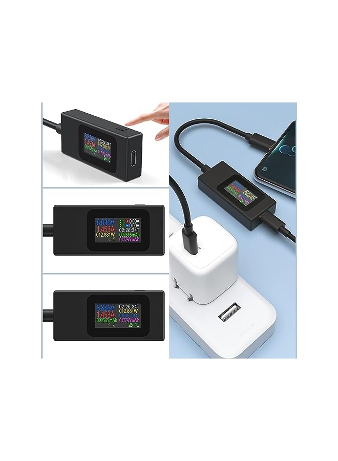 promass USB C Power Meter Testers, Type C Voltage and Current Tester Meter, USB C Voltage Current Voltmeter Amp Volt Ammeter Detector USB Cable Charger Indicator - Image 4
