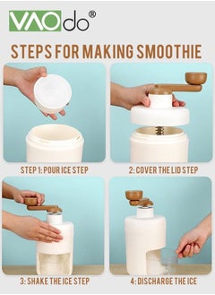 VAOdo 4PCS Shaved Ice Machine Manual Hand Crank Small Ice Crusher Machine for Home Use Portable Snow Cone Machine Ice Shaver Machine Slushy Maker Machine for Fast Coarse Fine Chips Slushies  - Image 4