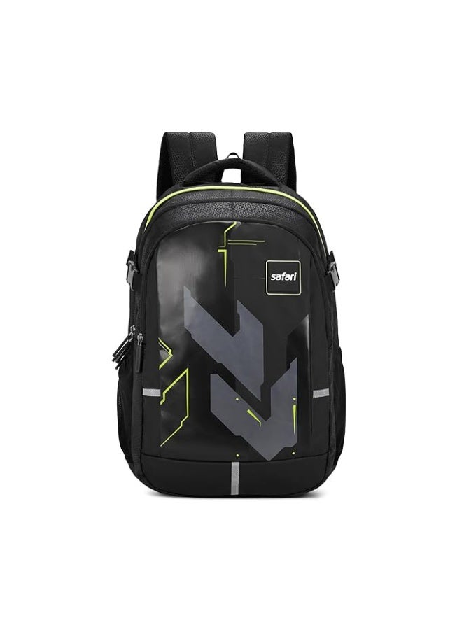 Safari Terra 2 37L Casual Printed Backpack, school bag for boys and girls, college bag, office bag, travel bag for men and women, 3 compartments, Raincover, Bottle holder, Front pocket, Color- Black - Image 1
