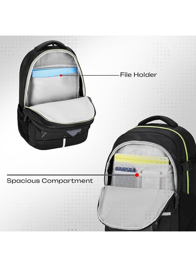 Safari Terra 2 37L Casual Printed Backpack, school bag for boys and girls, college bag, office bag, travel bag for men and women, 3 compartments, Raincover, Bottle holder, Front pocket, Color- Black - Image 2