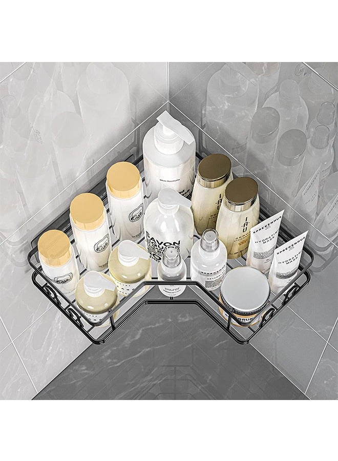 2 Pack Corner Shower Caddy,Strong adhesive Shower Organizer Shelf with 8 hooks.Waterproof, rustproof wall-mounted shower shelves for bathroom,dorm and kitchen .No Drilling  - Image 3