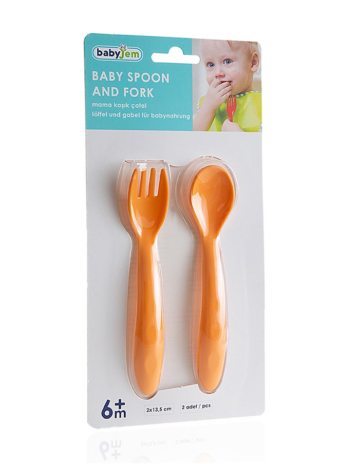 BabyJem - Babyjem Spoon & Fork Set for Babies - 12 Months+ - Soft and Safe Feeding Utensils for Comfortable Eating - Image 1