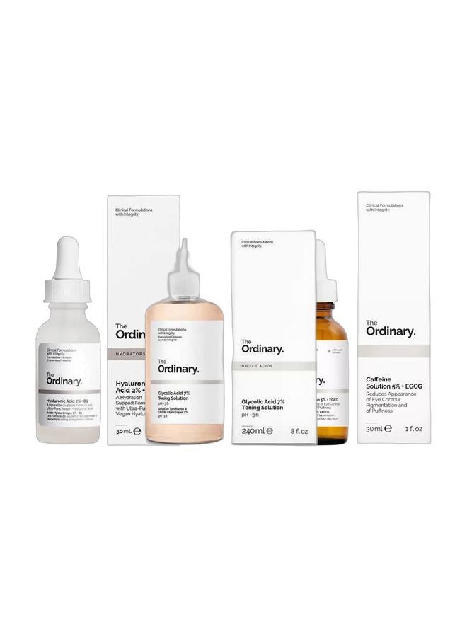 The Ordinary محلول تونينغ حمض الجليكوليك 7% 240 مل وحل محلول الكافيين 5% + سيروم EGCG، 30 مل قد يختلف التعبئة 30 مل وحزمة حمض الهيالورونيك 2% + B5 30 مل - Image 1