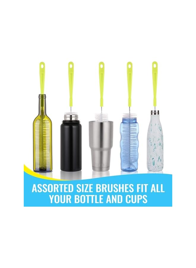 promass 5PCS Bottle Brush Set, Long Bottle Brush Sports Water Bottles with Straw Brush, Kettle Spout/Lid Cleaner Brushes for Narrow Neck Wide Mouth Water Bottle Beer Wine Baby Bottle - Image 2