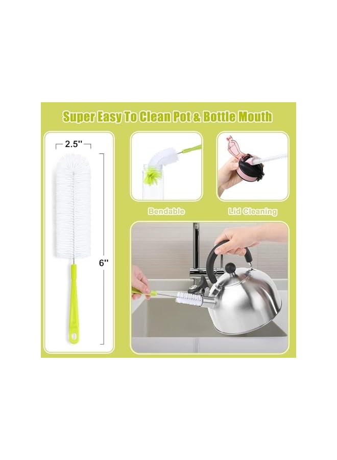 promass 5PCS Bottle Brush Set, Long Bottle Brush Sports Water Bottles with Straw Brush, Kettle Spout/Lid Cleaner Brushes for Narrow Neck Wide Mouth Water Bottle Beer Wine Baby Bottle - Image 3