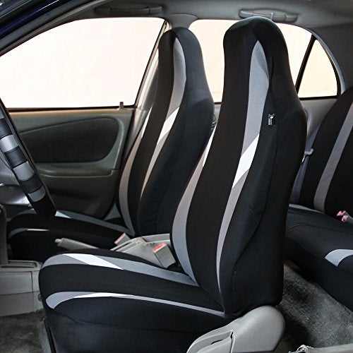 FH Group أغطية مقاعد السيارة الحديثة من FH Group، ثلاث صفوف، جاهزة للوسائد الهوائية والانقسام، 8 مقاعد - تناسب عالمي للسيارات والشاحنات وSUVs رمادي - Image 2