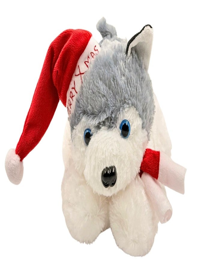 Tickles Christmas Husky Dog with Merry X Mas Hat & Scarf Soft Stuffed Plush Animal Toy for Kids Boys & Girls Birthday Gift (Color: White & Grey, Size: 28 cm) - Image 5