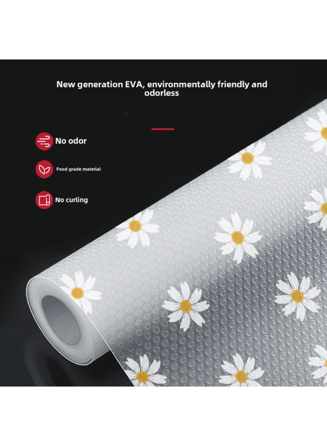 وسادة درج لخزانة الملابس الورقية وخزانة المطبخ ومقاومة للماء والزيت والغبار وغير قابلة للالتصاق وخزانة سميكة للأحذية المنزلية وبساط مقاوم للرطوبة - اللون: ديزي شفاف】-المواصفات: 45 سم * 5 م】 - Image 1