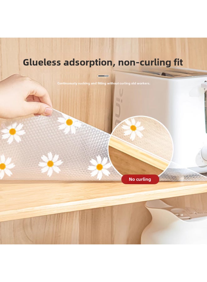 وسادة درج لخزانة الملابس الورقية وخزانة المطبخ ومقاومة للماء والزيت والغبار وغير قابلة للالتصاق وخزانة سميكة للأحذية المنزلية وبساط مقاوم للرطوبة - اللون: ديزي شفاف】-المواصفات: 45 سم * 5 م】 - Image 4