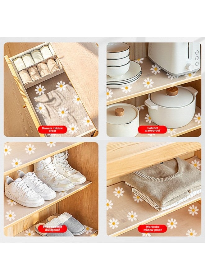 وسادة درج لخزانة الملابس الورقية وخزانة المطبخ ومقاومة للماء والزيت والغبار وغير قابلة للالتصاق وخزانة سميكة للأحذية المنزلية وبساط مقاوم للرطوبة - اللون: ديزي شفاف】-المواصفات: 45 سم * 5 م】 - Image 5