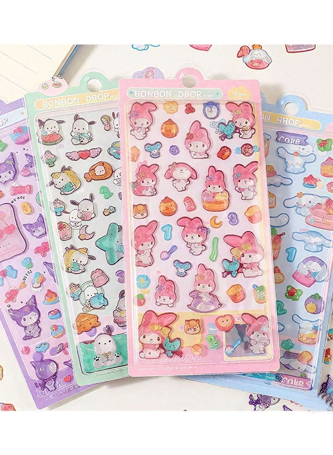Sanrio 4 Sheets Sanrio 3D Cartoon Sticker Sheet Cute Pattern Perfect Gift For Kids Classroom Rewards Kawaii Lovely Stickers for Cups, Laptops, DIY Crafts, Phone Case, Scrapbook - Image 4