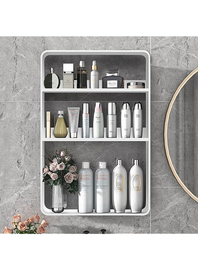 Raxoom Tier Bathroom Shelf Wall Mounted，Self Adhesive Shower Shelves,Stainless Steel Wall Hanger Storage Rack，Bathroom Organizer Shelf Over The Toilet,Utility Shelves for Living Room Kitchen (White) - Image 1