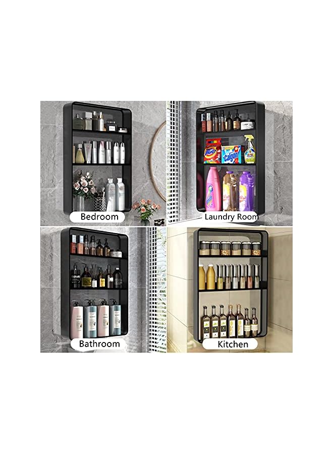 Raxoom Tier Bathroom Shelf Wall Mounted，Self Adhesive Shower Shelves,Stainless Steel Wall Hanger Storage Rack，Bathroom Organizer Shelf Over The Toilet,Utility Shelves for Living Room Kitchen (White) - Image 3