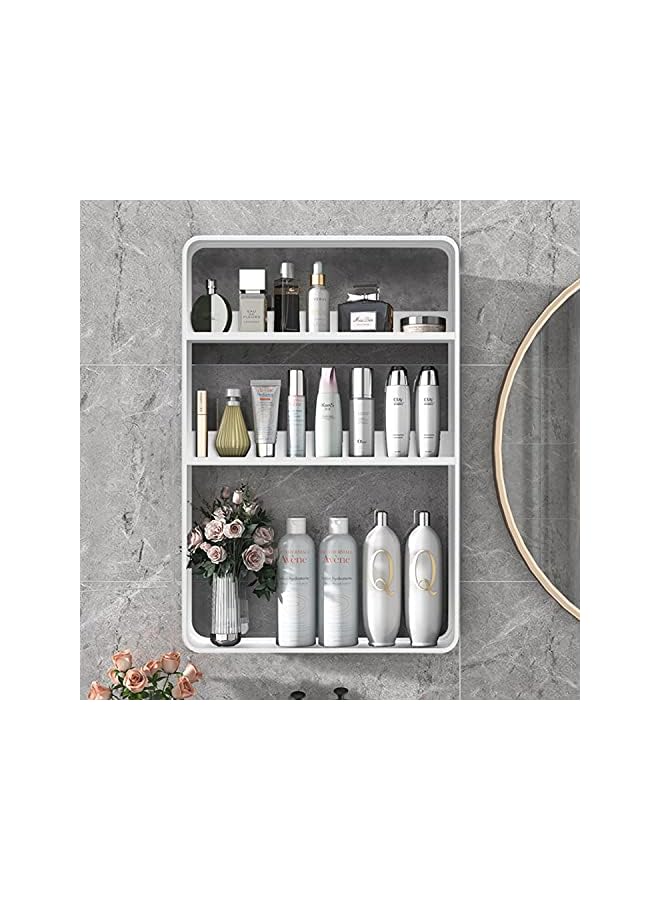 Raxoom Tier Bathroom Shelf Wall Mounted，Self Adhesive Shower Shelves,Stainless Steel Wall Hanger Storage Rack，Bathroom Organizer Shelf Over The Toilet,Utility Shelves for Living Room Kitchen (White) - Image 2