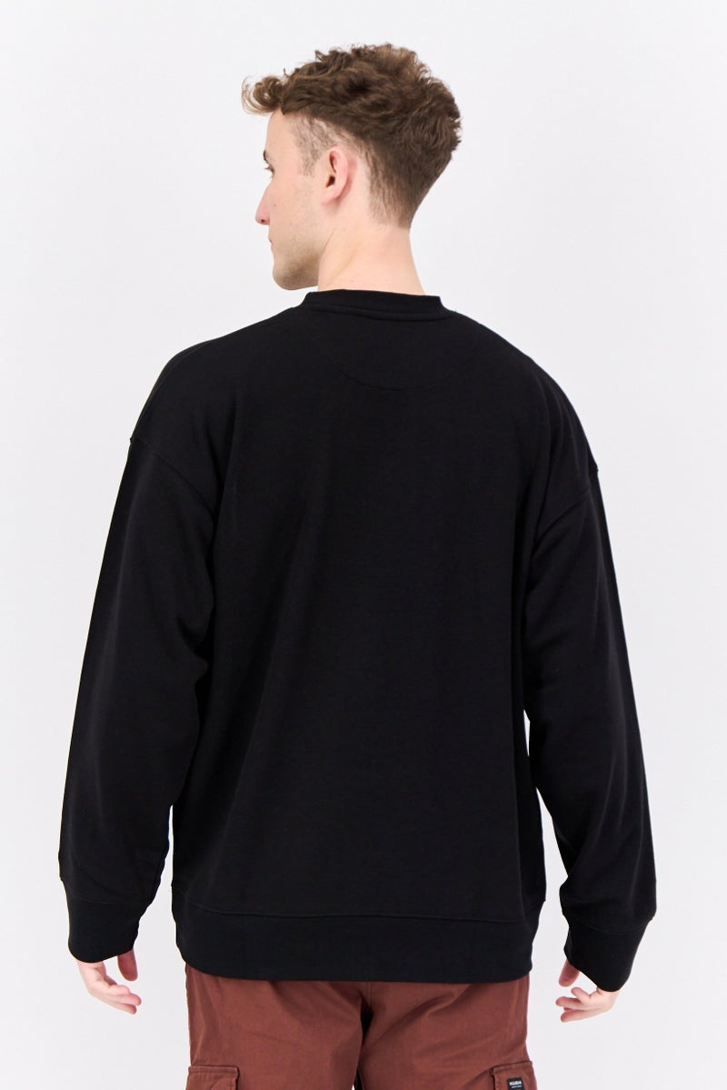 Established Redefining Essentials Men Crew Neck Long Sleeves Brand Logo Sweatshirt, Black - Image 4