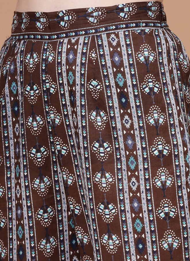 Indibelle Ethnic Motif Printed Pure Cotton Kurta with Trousers for Daily Wear - Image 3