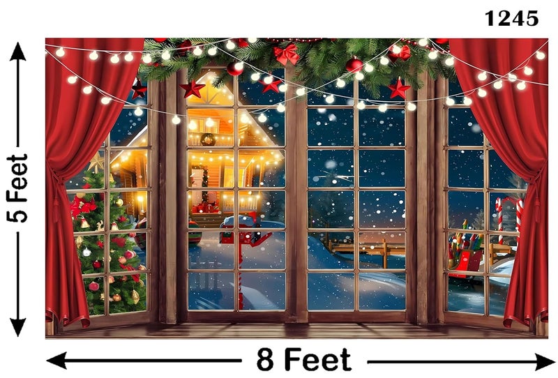 Backdropon شجرة عيد الميلاد الكرتونية المزينة بالثلج خلفية ديكور منزل شتوي لصور الأطفال حديثي الولادة استوديو تصوير فوتوغرافي حجم 5 أقدام ارتفاع و 8 أقدام عرض (5 * 8) - Image 3