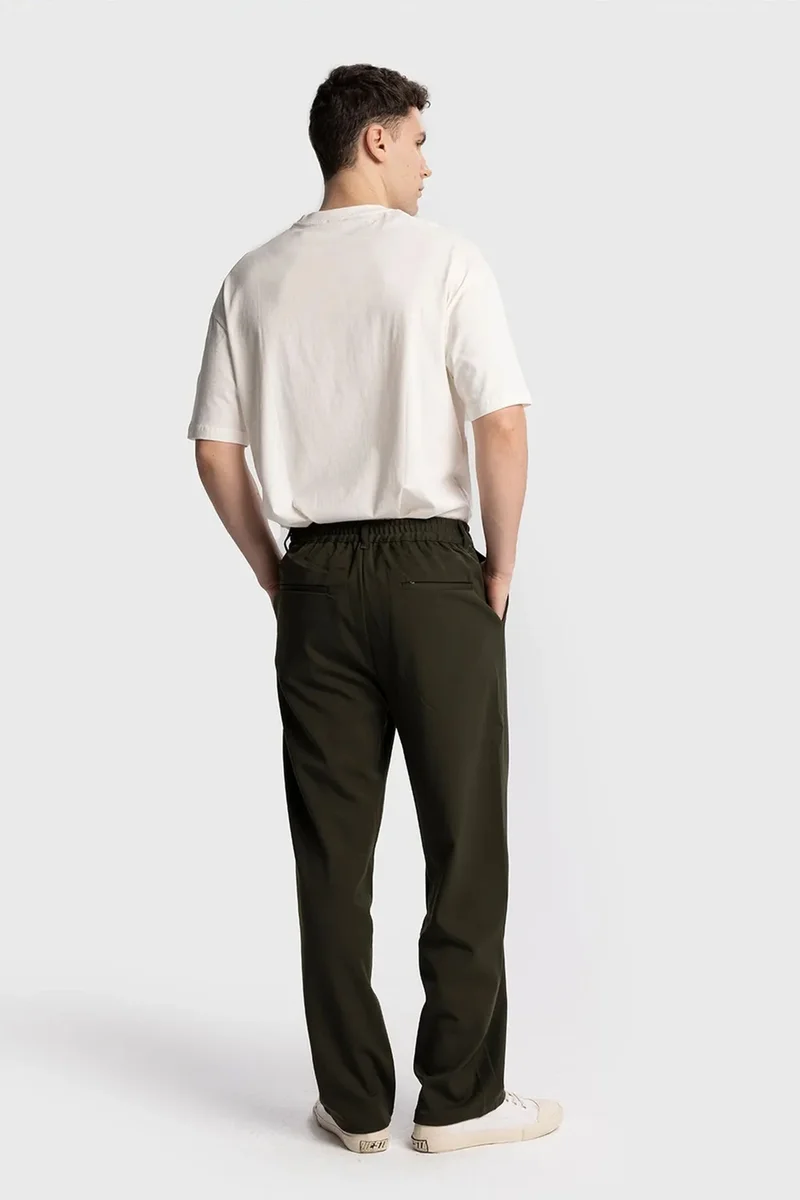 Giesto Khaki Green GIESTO Pleated Straight Leg Pants for Men | Best Price UAE