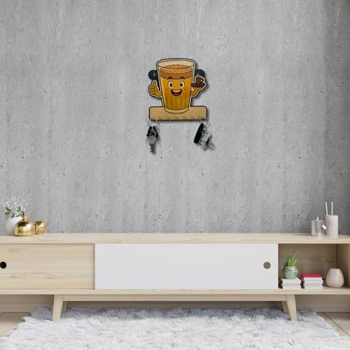 Maefele Funny Tea Lover Wall Key Hanger for Kitchen & Café Decor | Artistic MDF Décor with 7 Hooks | Premium Wooden Key Holder for Home/Office Decor/Key Hanger for Wall Decor,Decorative Item for Home - Image 5